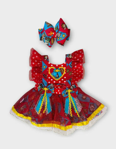 Jardineira Saia Junina Arraiá Baby Quadrilha Infantil Luxo