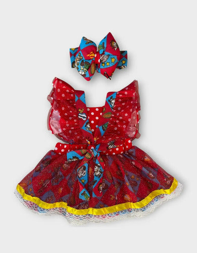 Jardineira Saia Junina Arraiá Baby Quadrilha Infantil Luxo
