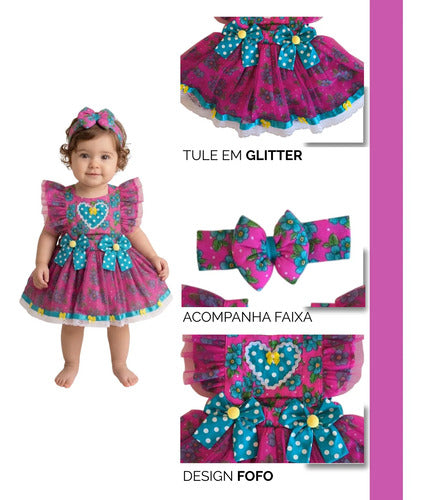 Jardineira Saia Junina Arraiá Baby Quadrilha Infantil