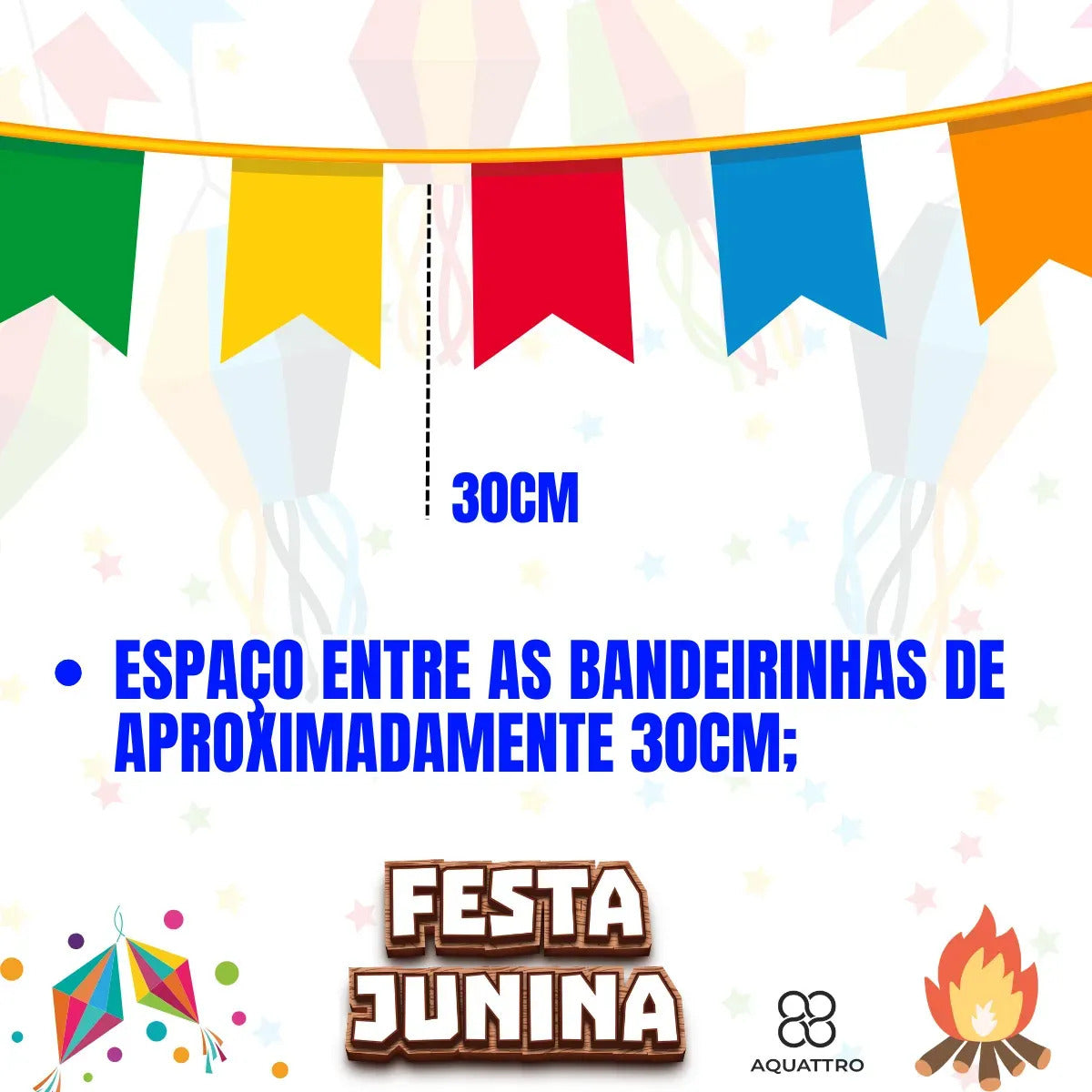 Kit 500 Metros Bandeirinha Festa Junina Plástica AQUATTRO