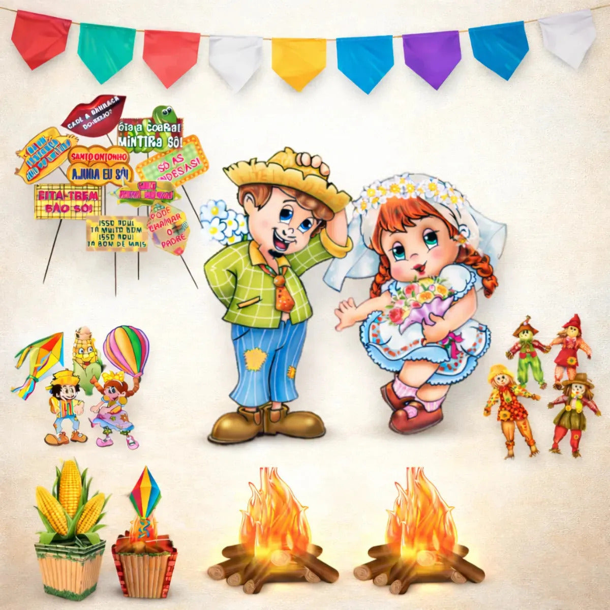 Kit Decoração Festa Junina Completo Mesa Enfeite São João
