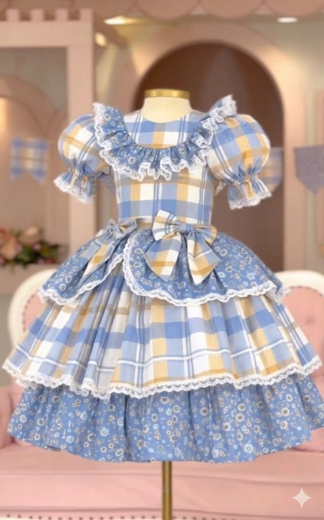 Vestido de Festa Junina – Azul Encanto do Campo