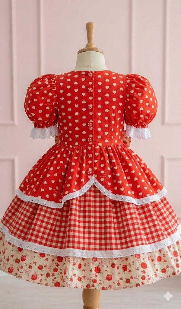 Vestido de Festa Junina – Vermelho Encanto dos Ursinhos