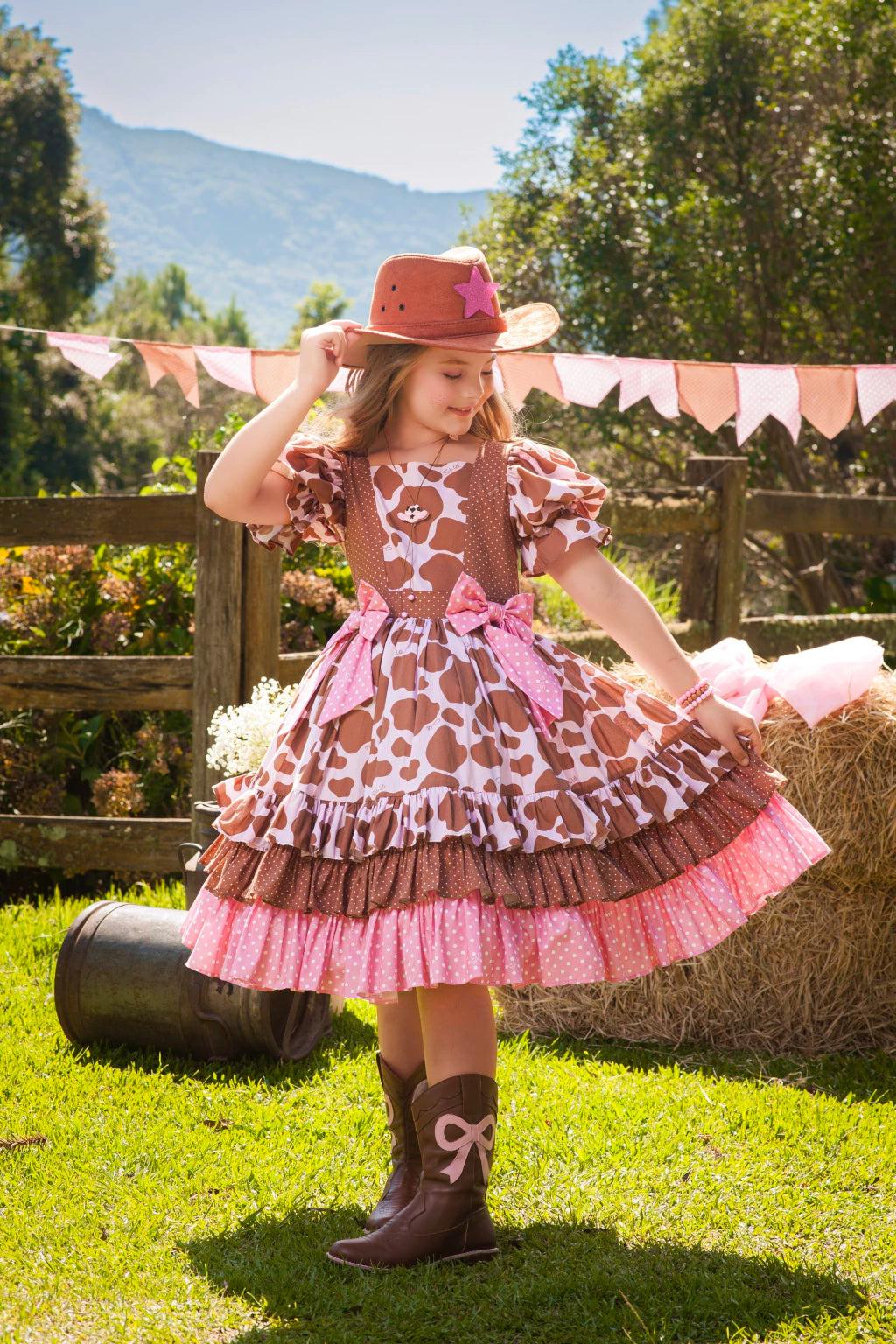Vestido Junino Cowgirl Pink - Luxo