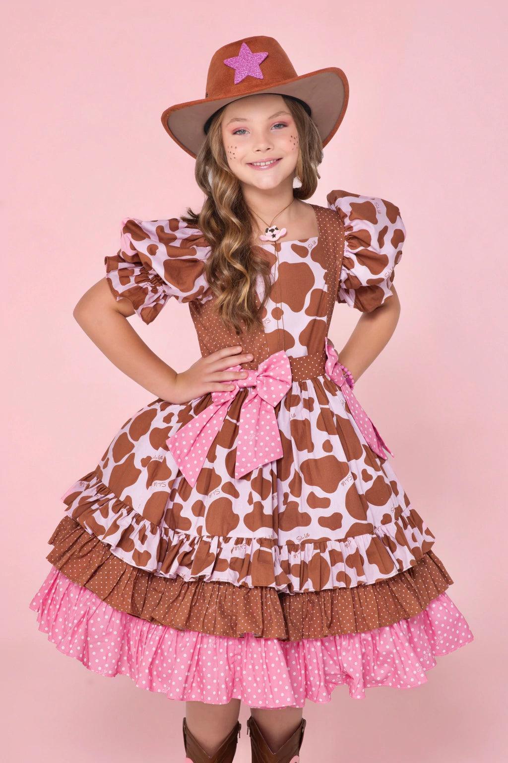Vestido Junino Cowgirl Pink - Luxo