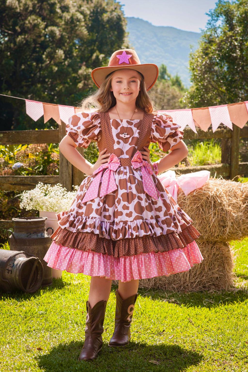 Vestido Junino Cowgirl Pink - Luxo