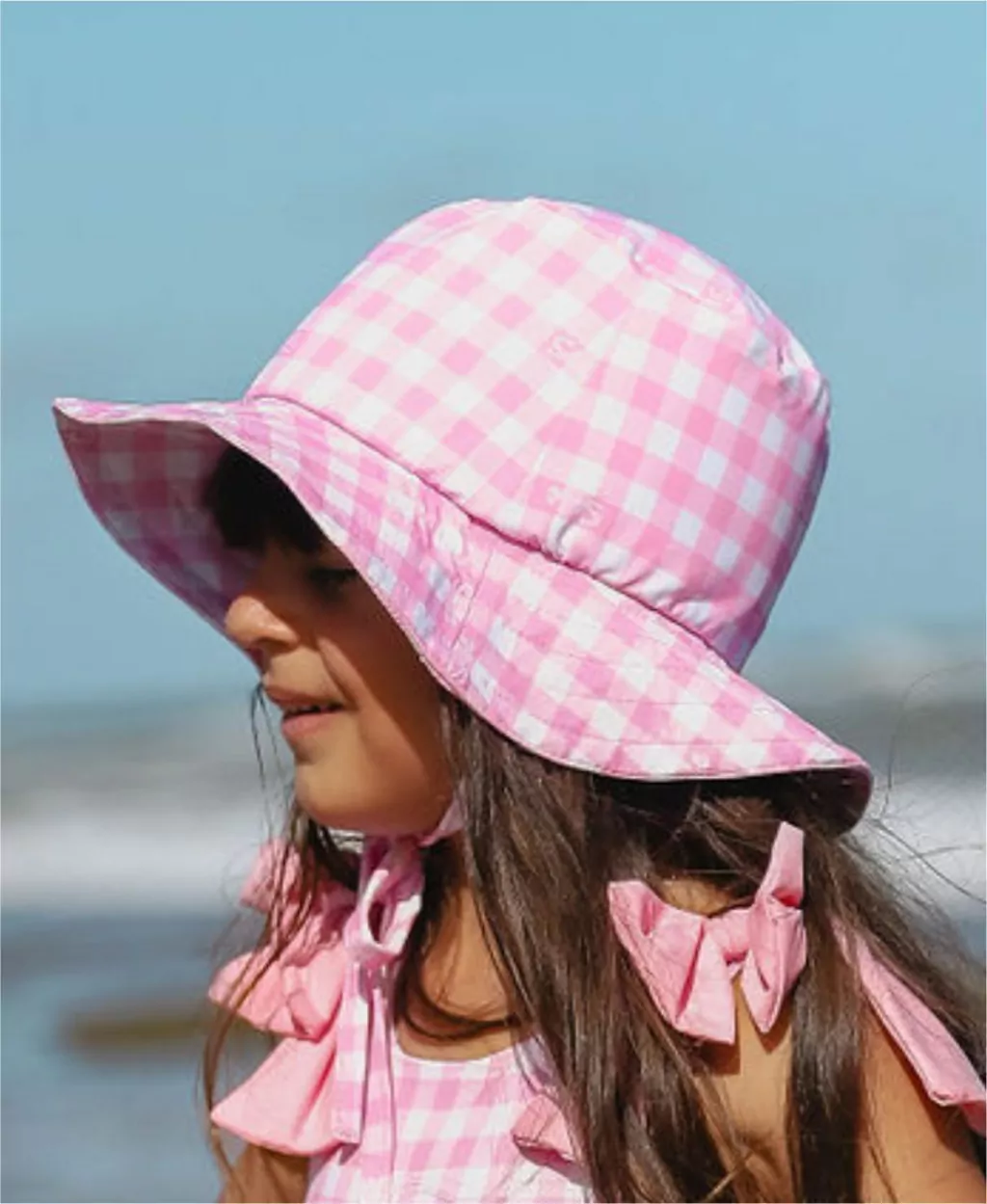 Chapéu de Praia com Proteção UV - Xadrez Pink