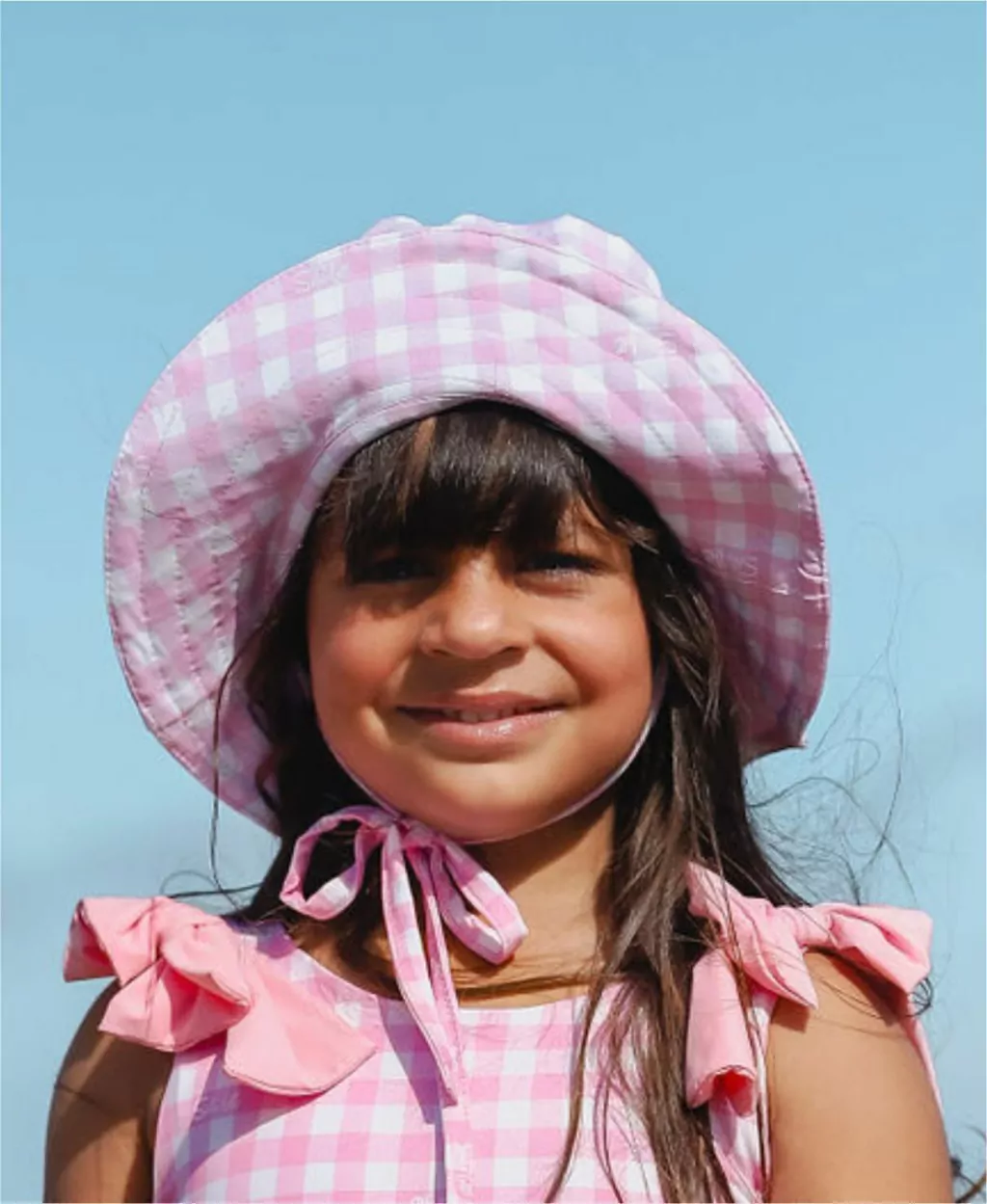 Chapéu de Praia com Proteção UV - Xadrez Pink