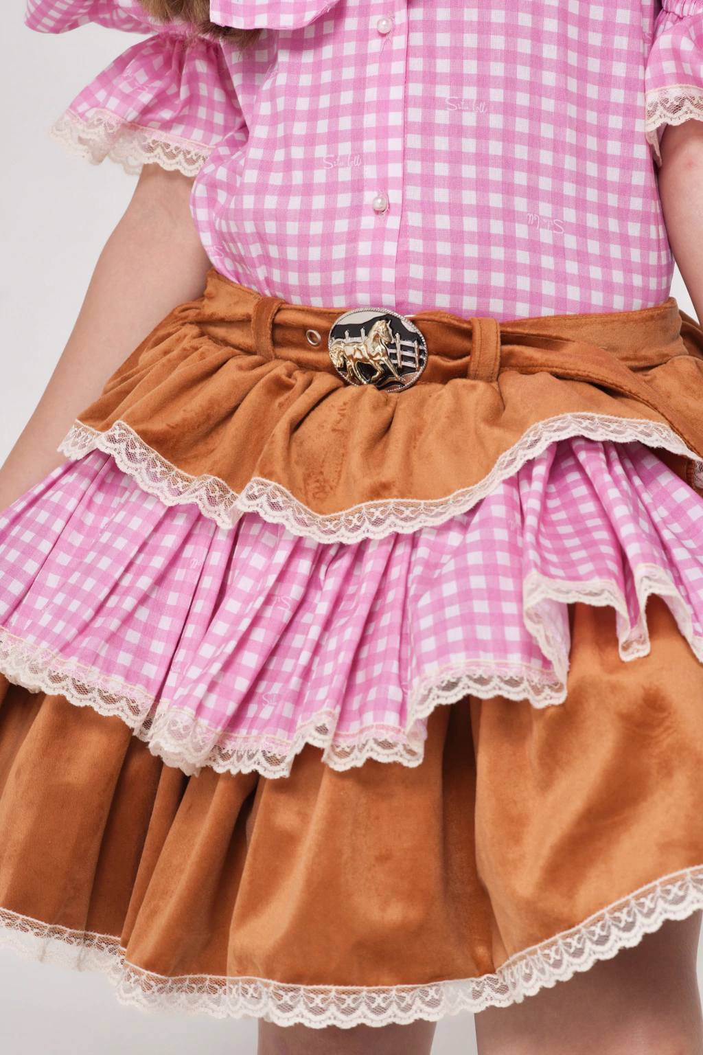 Conjunto Country Boiadeira (Blusa + Saia) - Luxo
