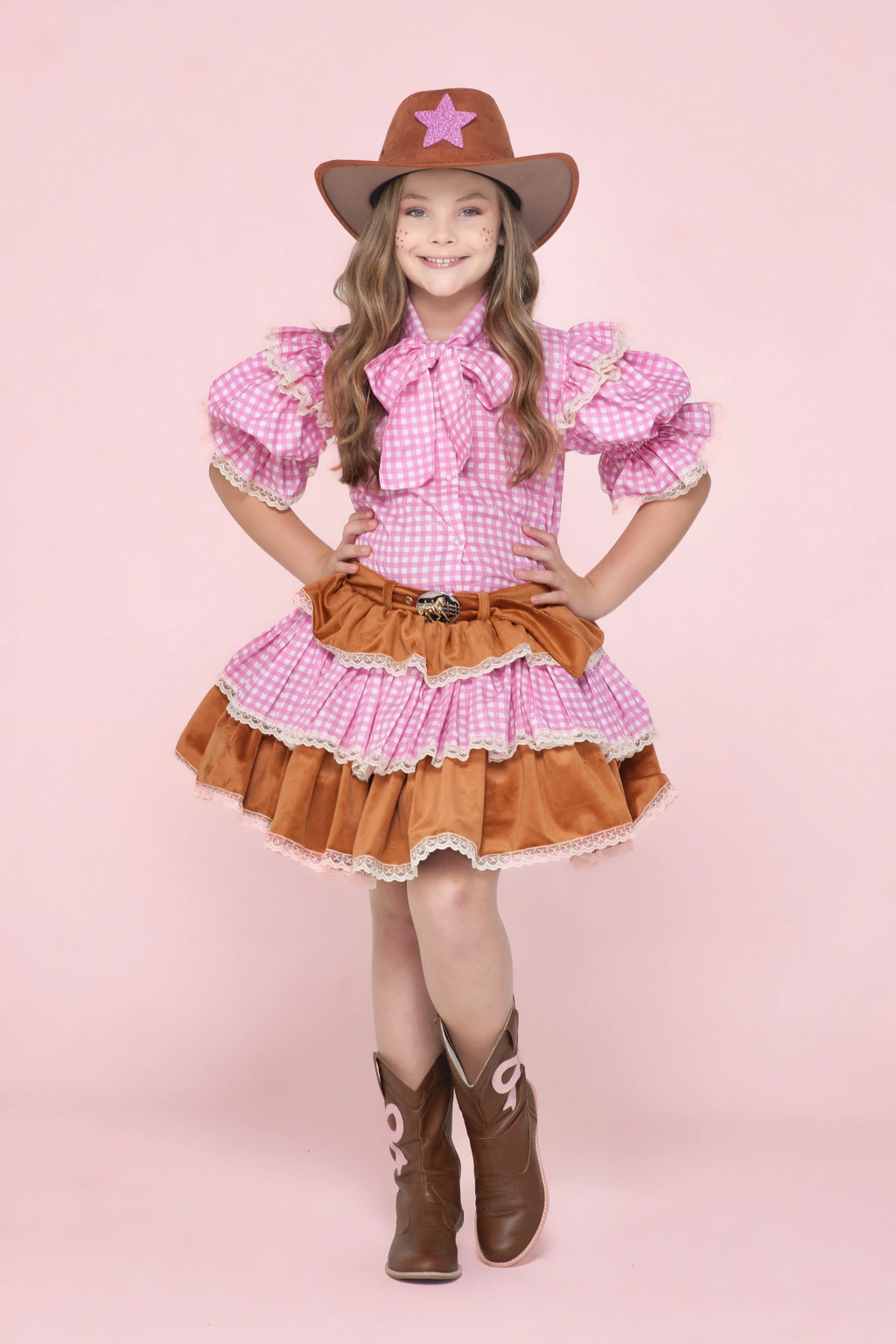 Conjunto Country Boiadeira (Blusa + Saia) - Luxo