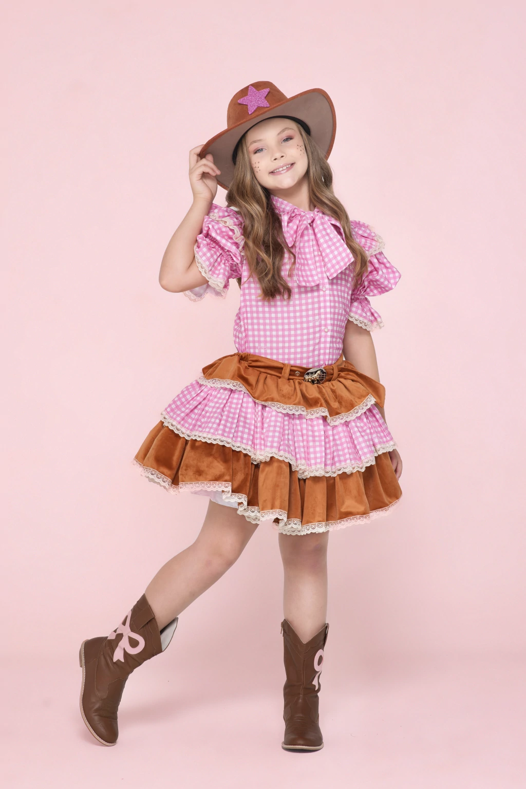 Conjunto Country Boiadeira (Blusa + Saia) - Luxo