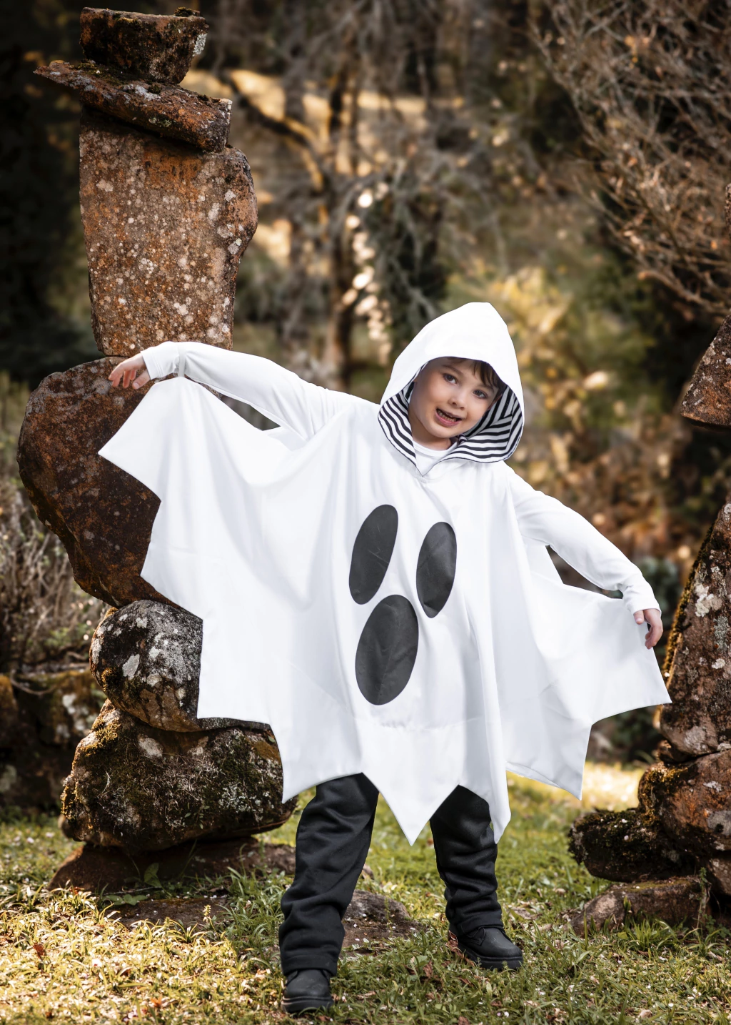 Fantasia Fantasminha com Capuz - Fantasia Halloween menino