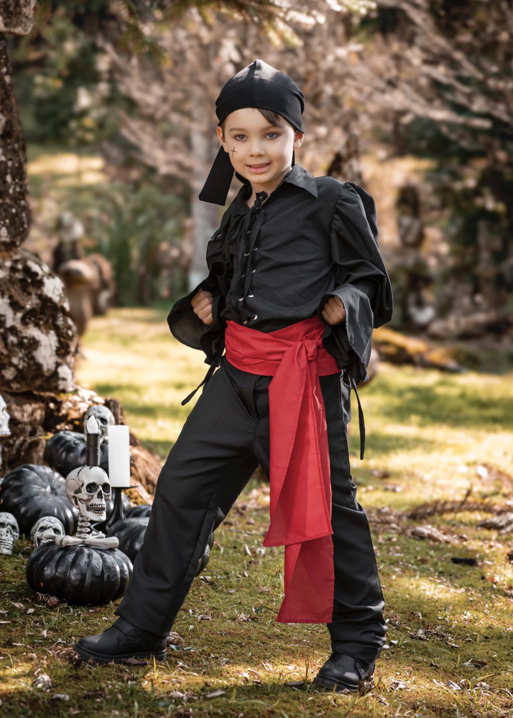 Fantasia Pirata Barba Branca (conjunto camisa + calça + faixa + touca) - Fantasia Halloween menino