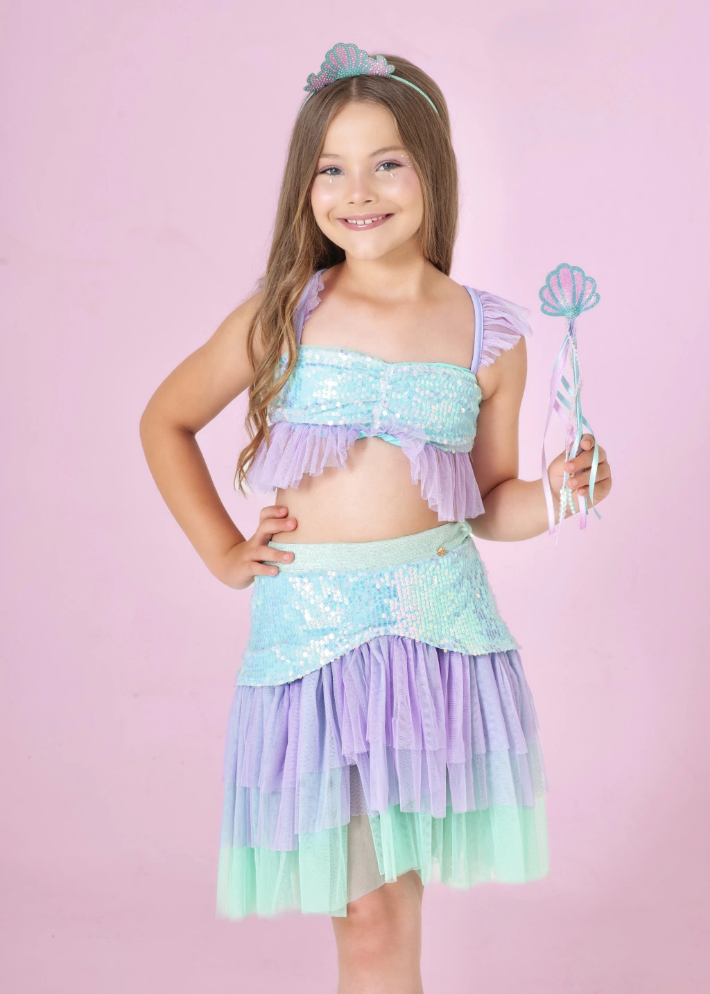 Fantasia Sereia Brilhante (Top + Saia)