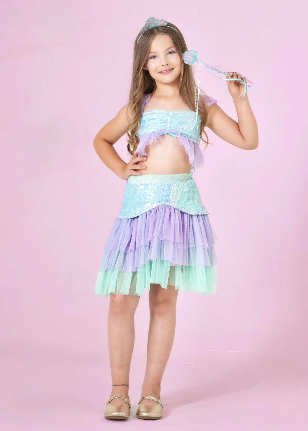 Fantasia Sereia Brilhante (Top + Saia)
