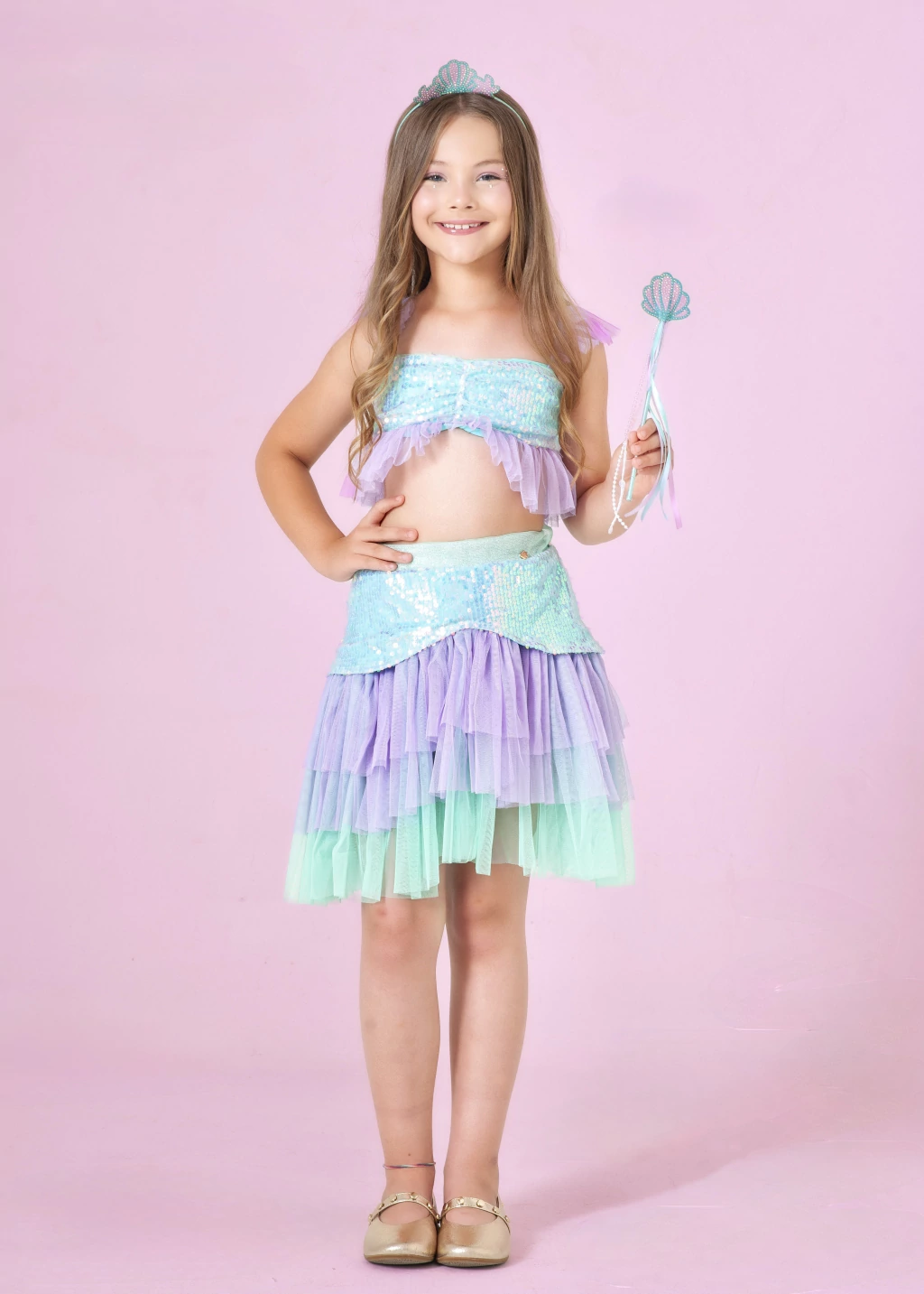 Fantasia Sereia Brilhante (Top + Saia)