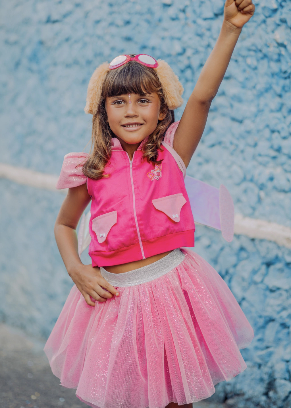 Fantasia Aviadora Rosa (Saia + Colete)