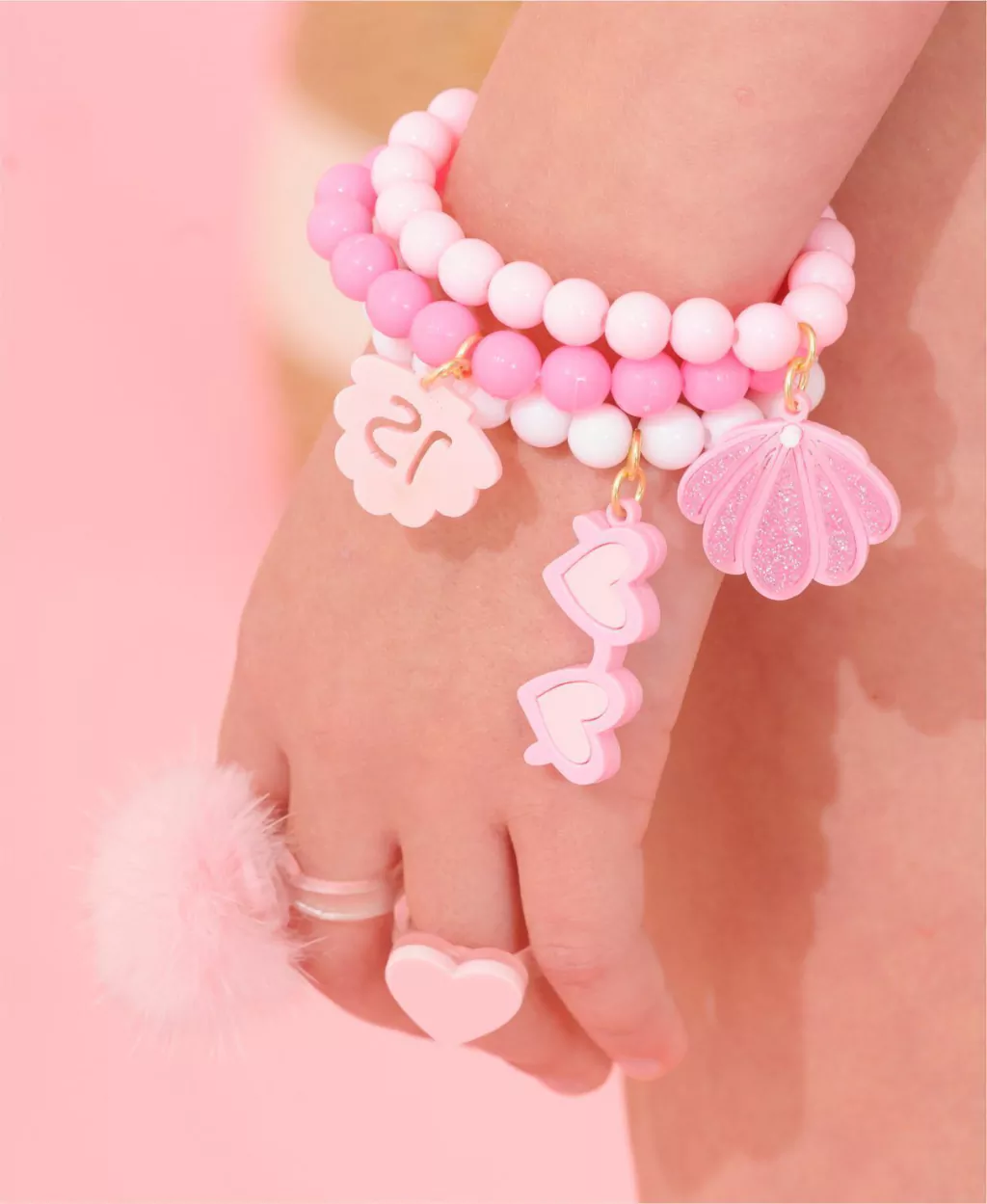 Kit Anéis Conchas Rosa