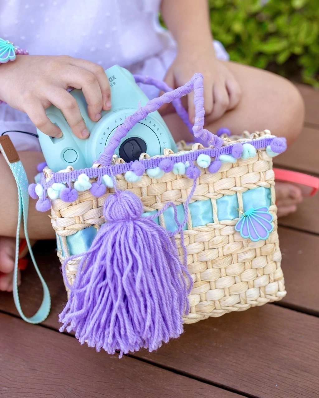 Kit Completo Sereia (Chapéu + Bolsa + Laço Piscina + Pulseira)