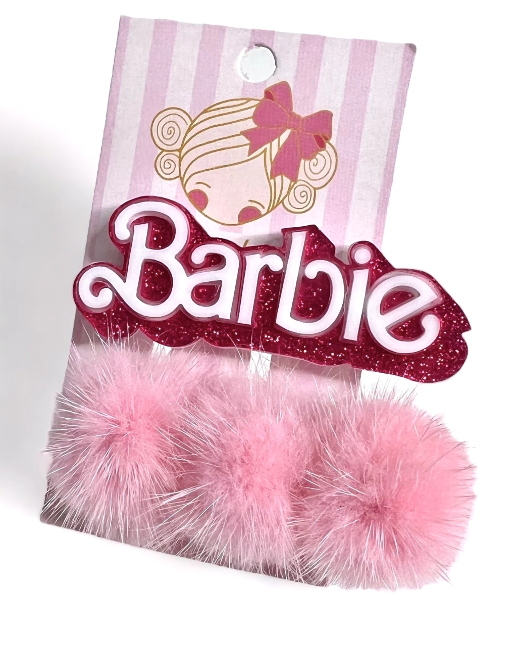 Kit Hair Clip Pink Pompons