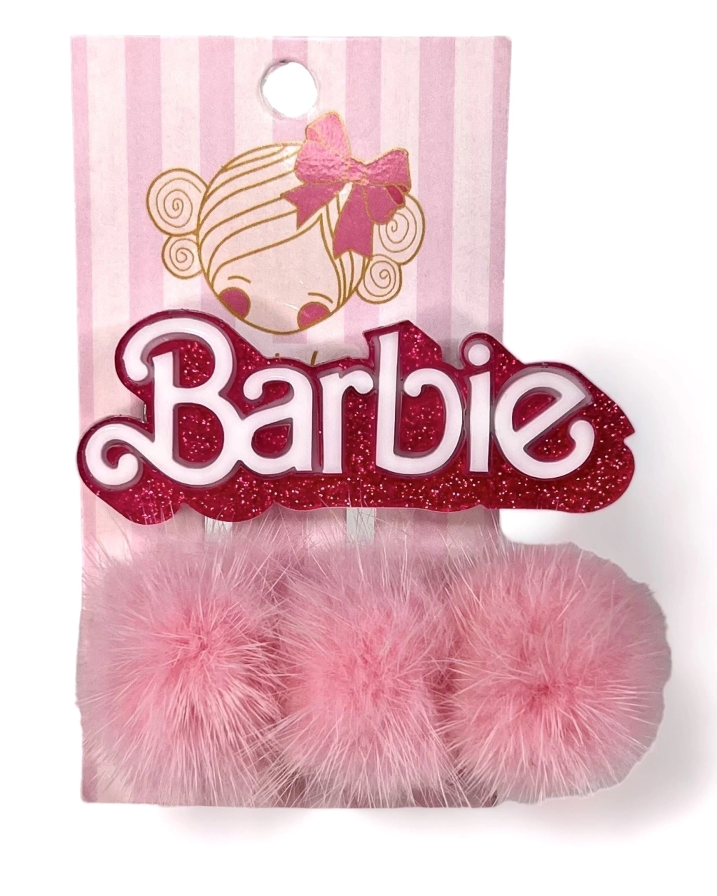 Kit Hair Clip Pink Pompons