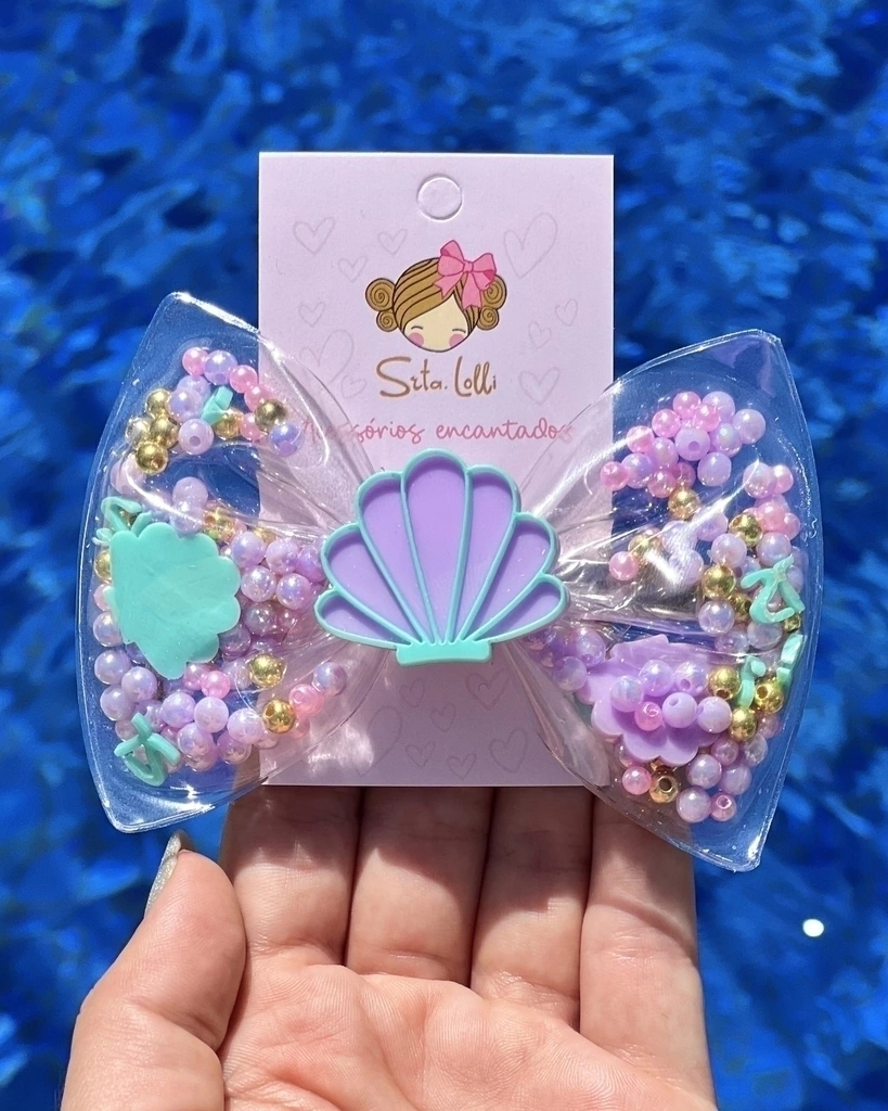 Kit Laço Piscina + Pulseiras Concha Sereia