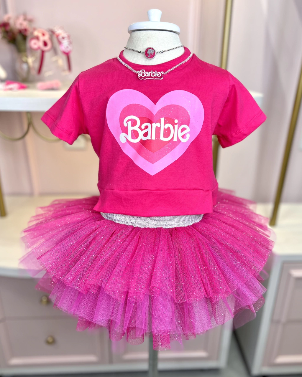 Kit Look Pink (T-shirt + Saia Tutu) Pink