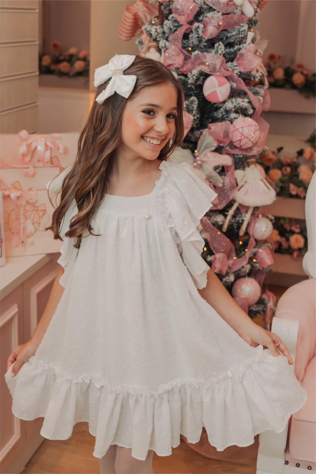 Kit Presente Réveillon (Vestido Santorini Branco + Laço Celine)