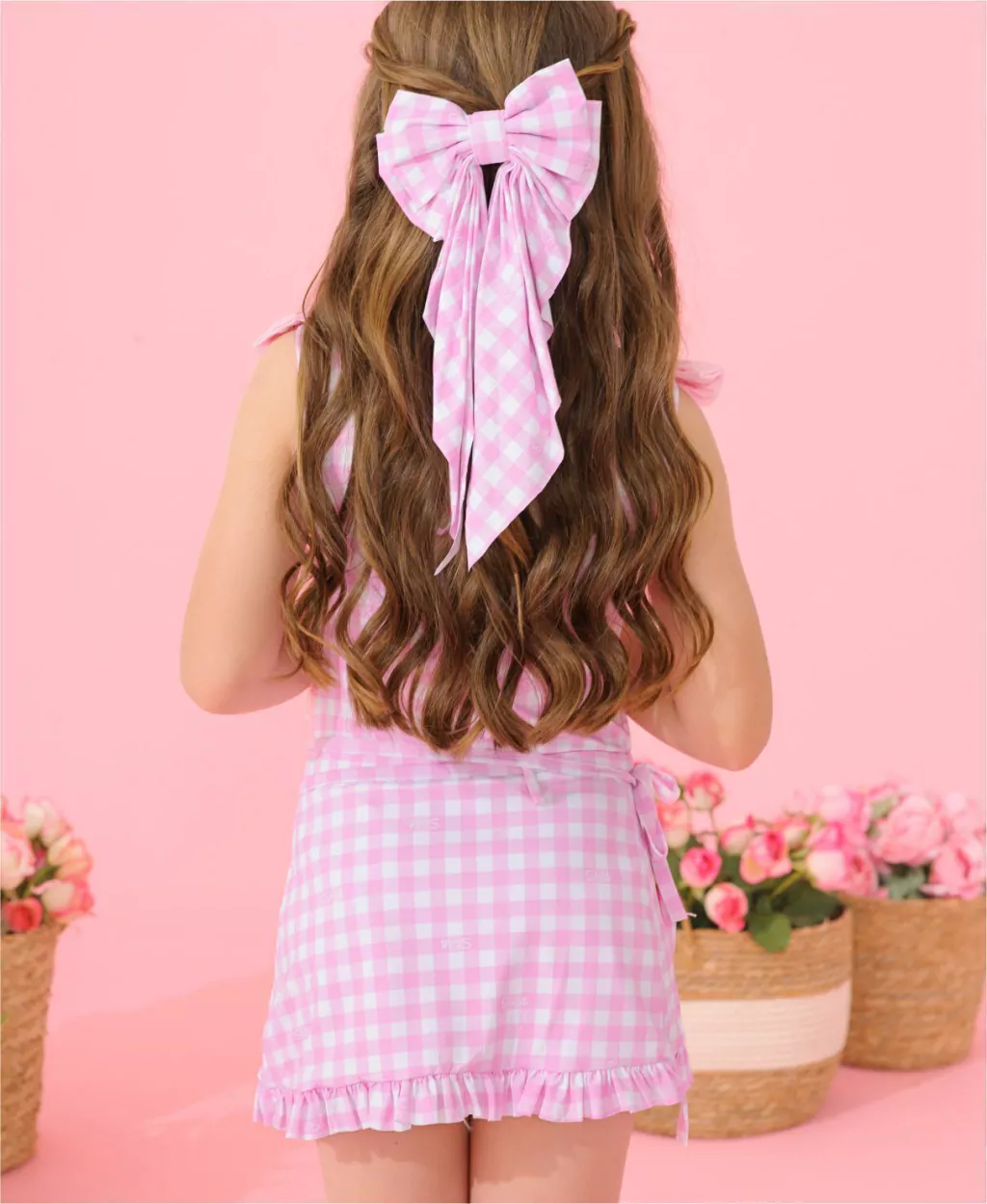 Saída Saia Xadrez Pink