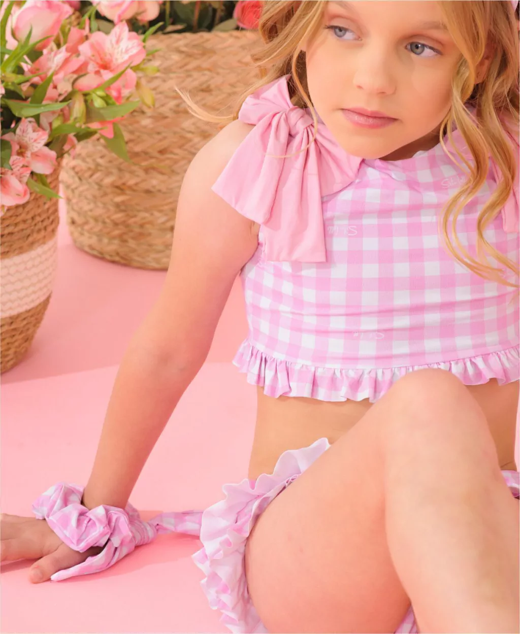 Scrunchie Xadrez Pink