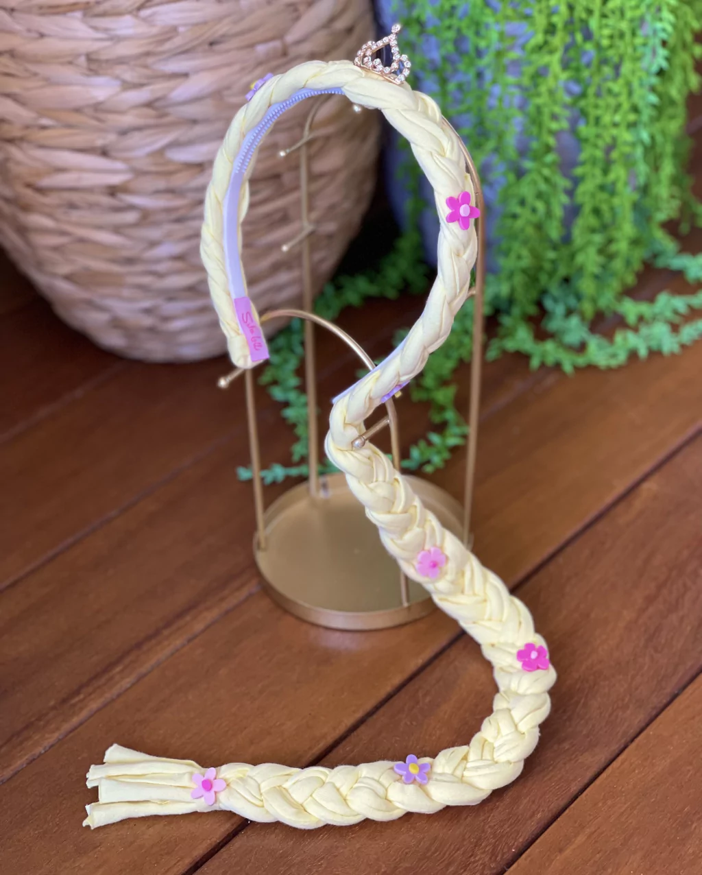 Tiara Trança Princesa Trança Dourada