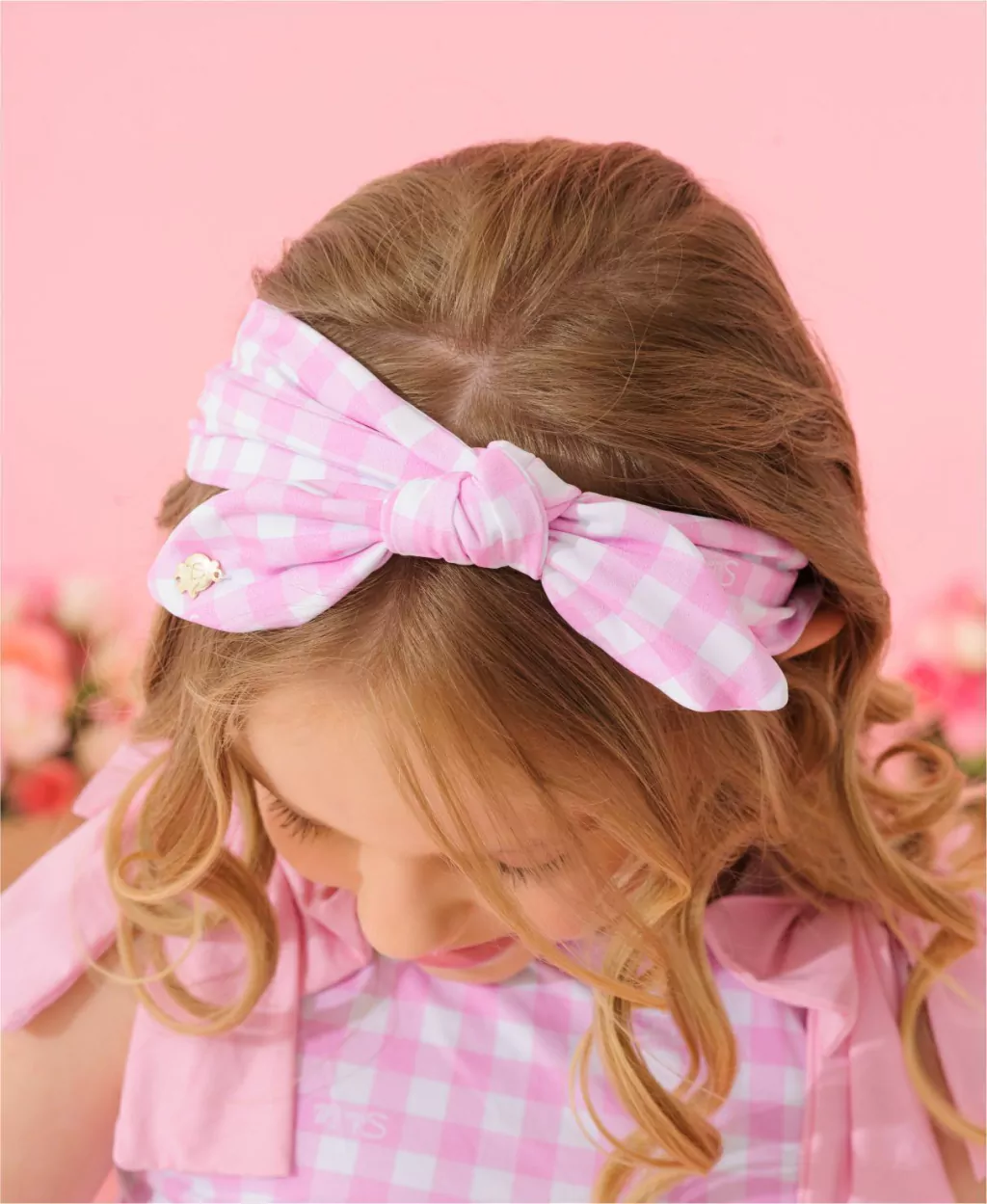 Tiara Turbante Xadrez Pink