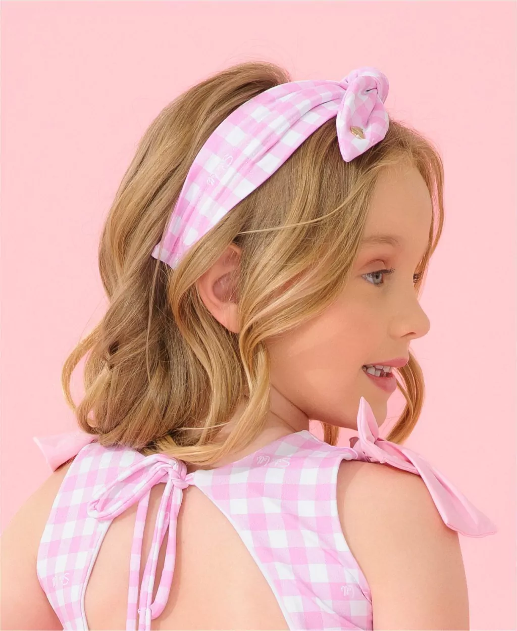 Tiara Turbante Xadrez Pink