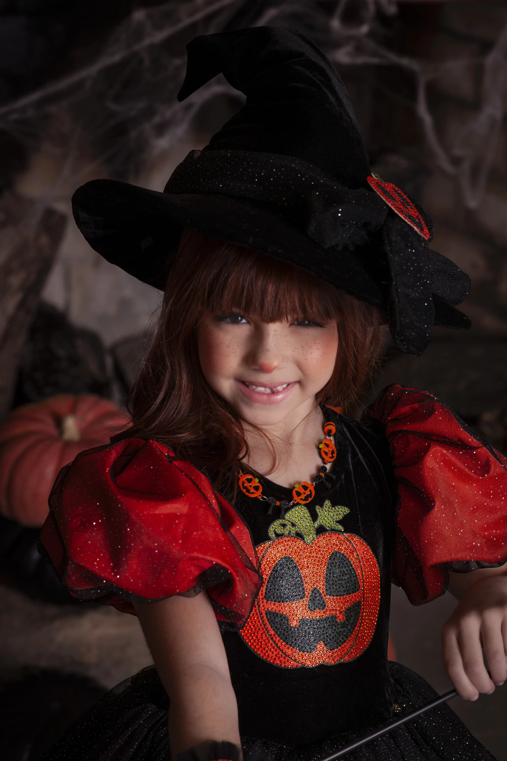 Vestido Bruxinha Abóbora - Fantasia Halloween