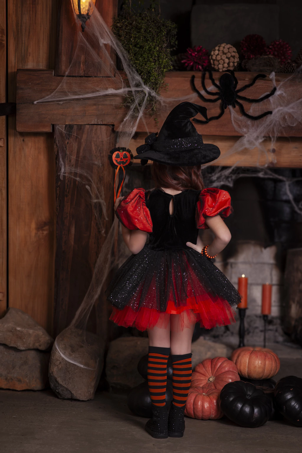 Vestido Bruxinha Abóbora - Fantasia Halloween
