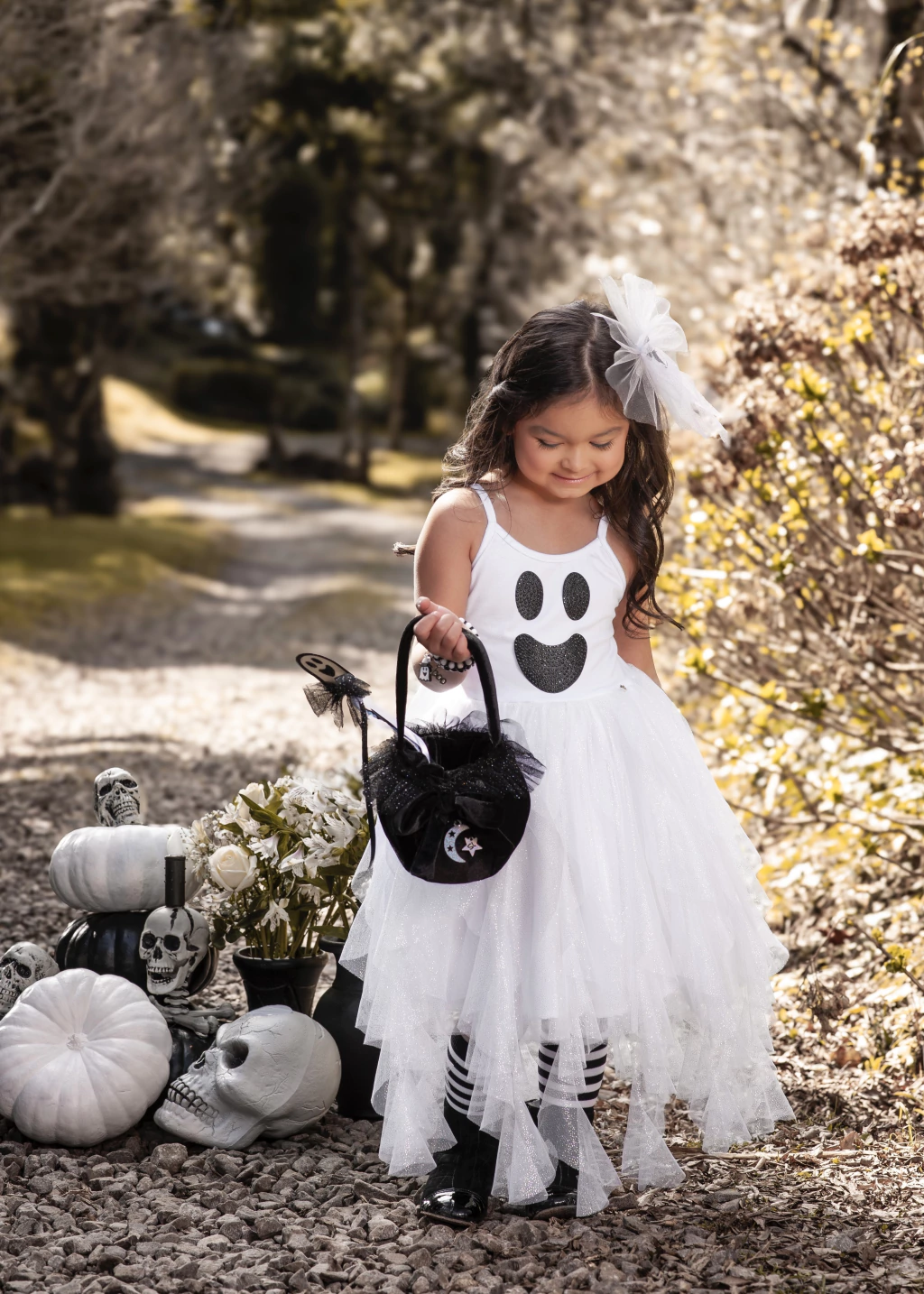 Vestido Fantasminha Encantada (olhos e boca removíveis) - Fantasia Halloween