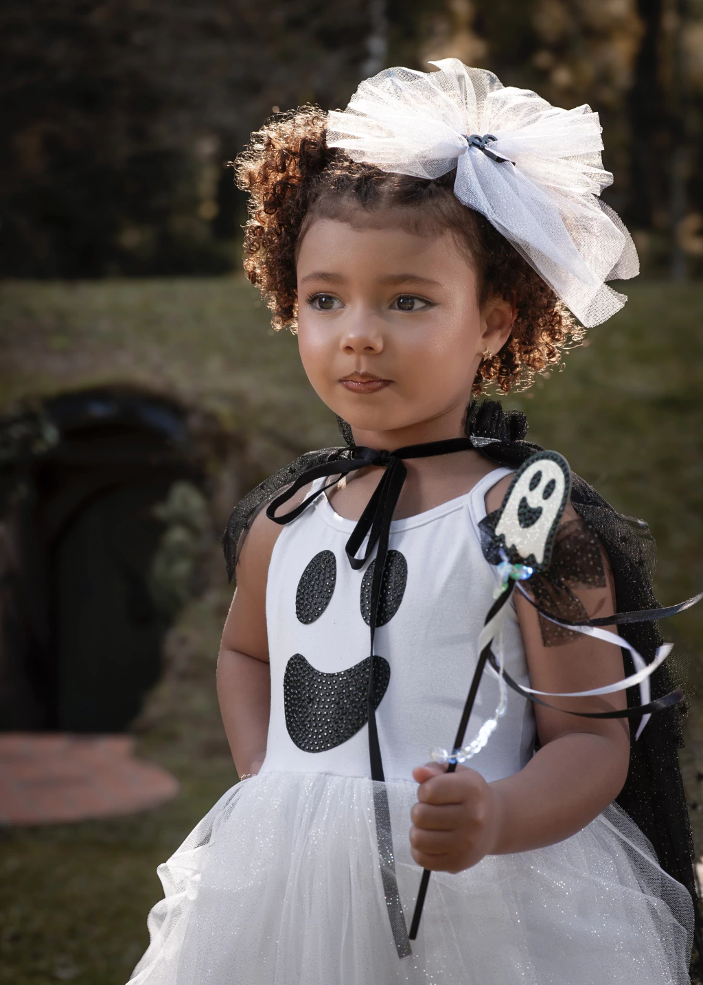 Vestido Fantasminha Encantada (olhos e boca removíveis) - Fantasia Halloween