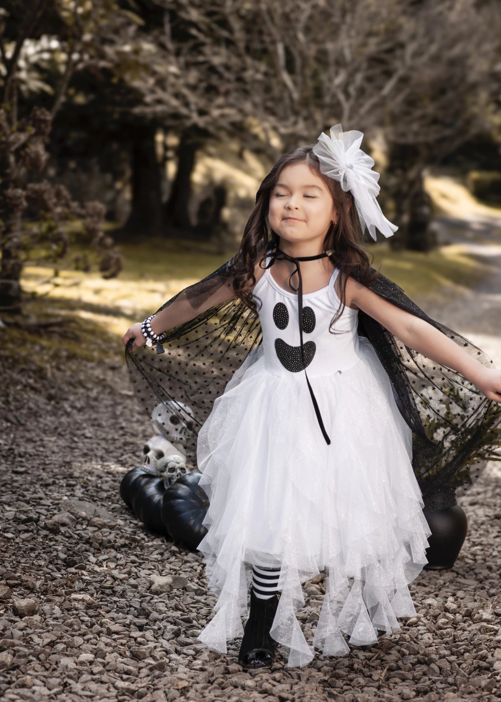 Vestido Fantasminha Encantada (olhos e boca removíveis) - Fantasia Halloween