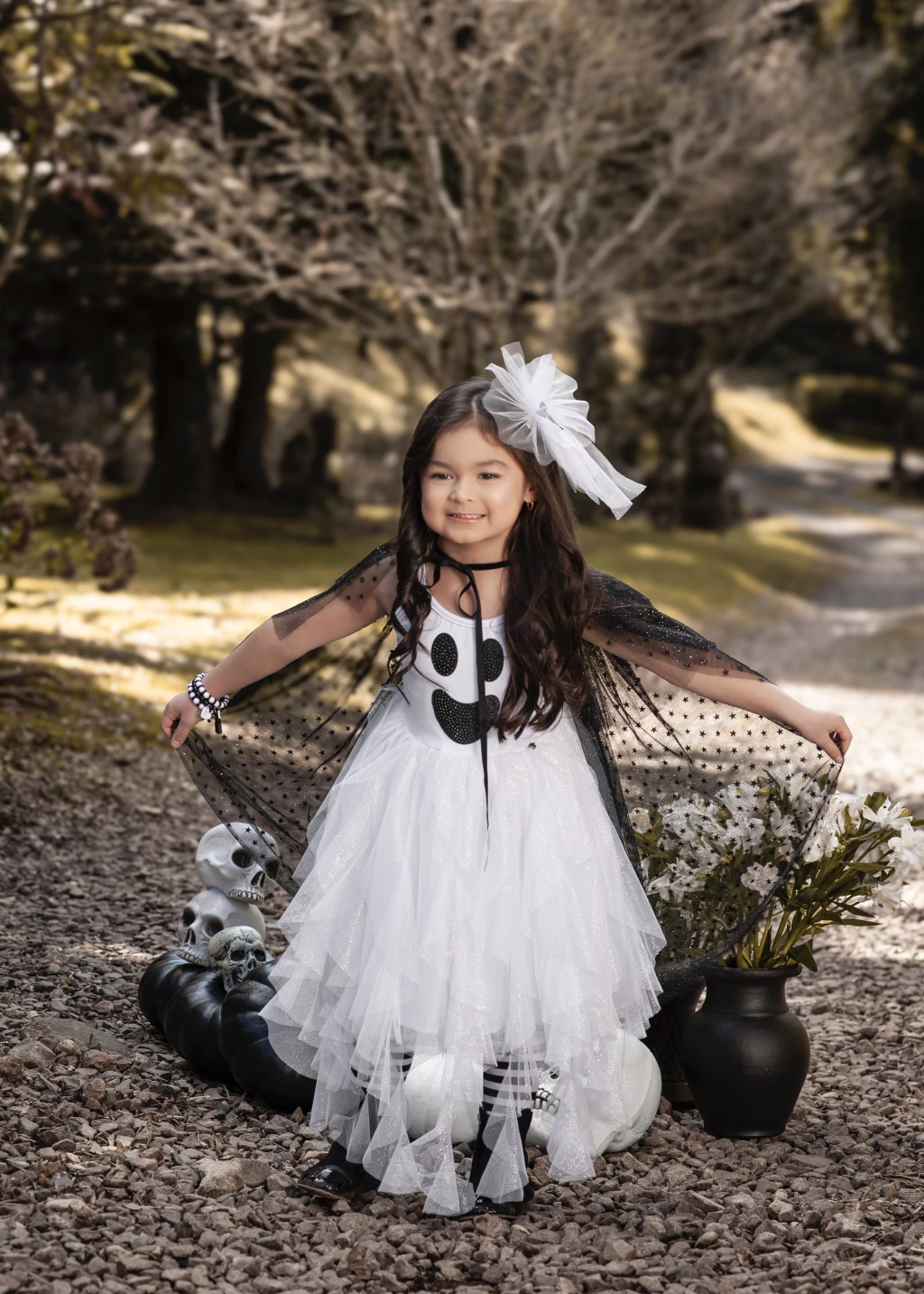 Vestido Fantasminha Encantada (olhos e boca removíveis) - Fantasia Halloween