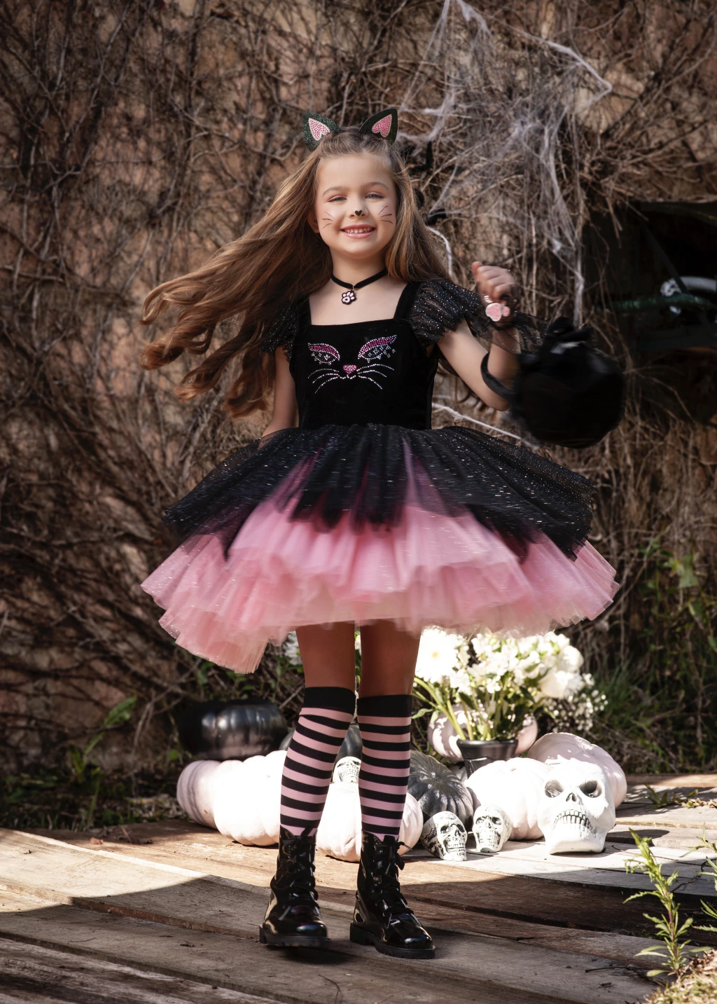 Vestido Gatinha Glamour (com rabo removível) - Fantasia Halloween