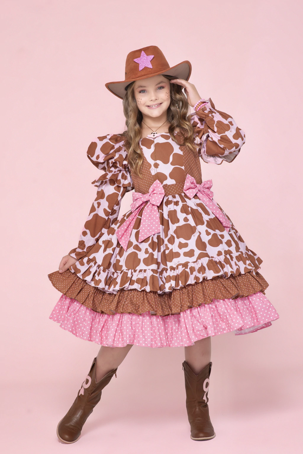 Vestido Junino Cowgirl Pink - Luxo