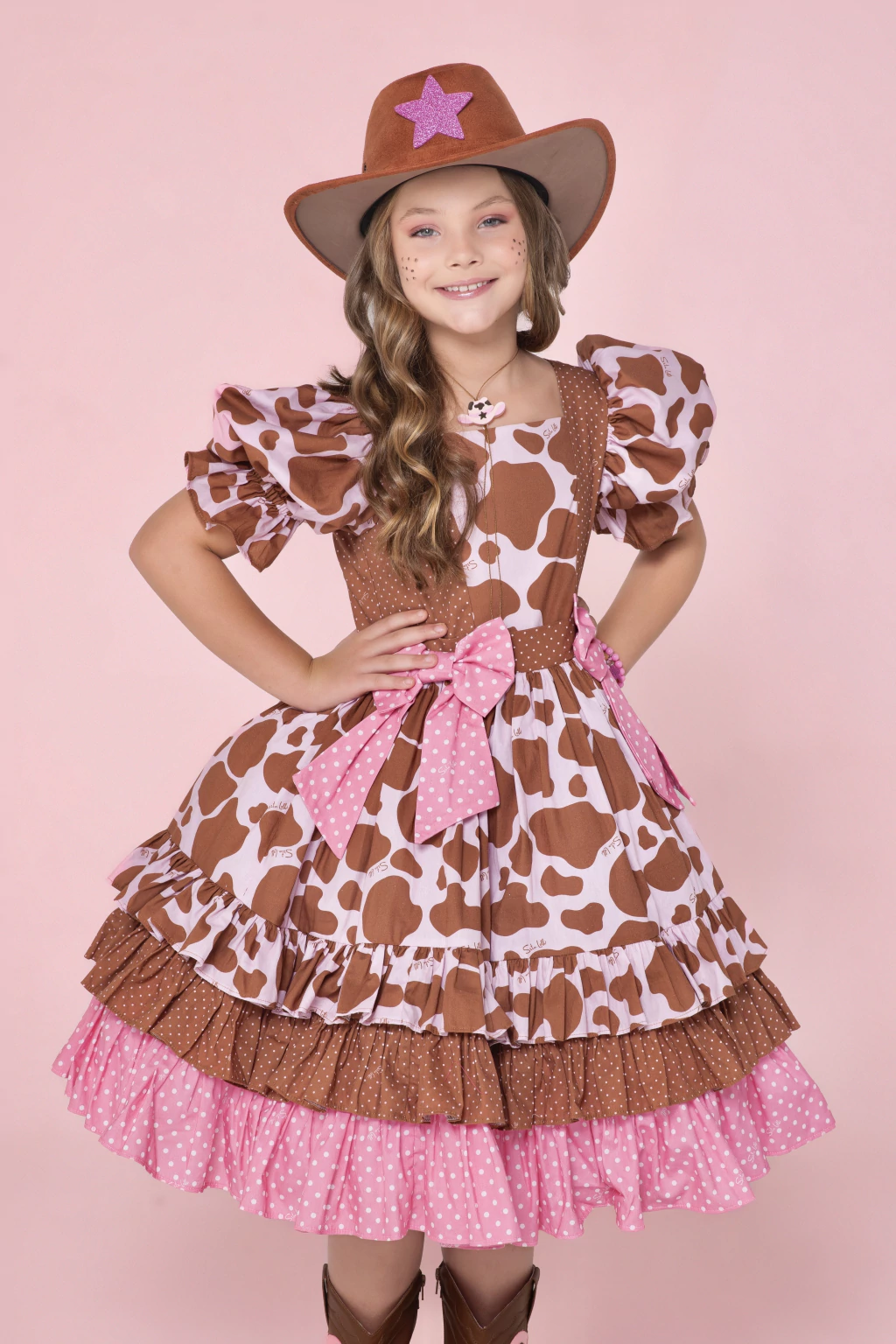 Vestido Junino Cowgirl Pink - Luxo