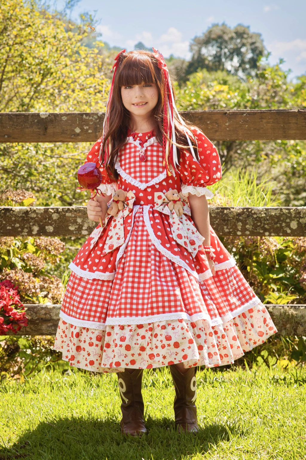 Vestido Junino Maçã do Amor Clássico - Luxo