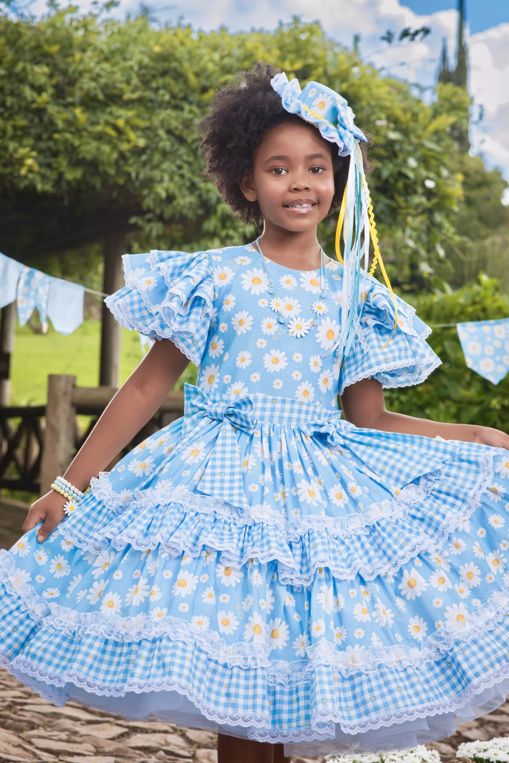 Vestido Junino Margaridas do Campo - Luxo