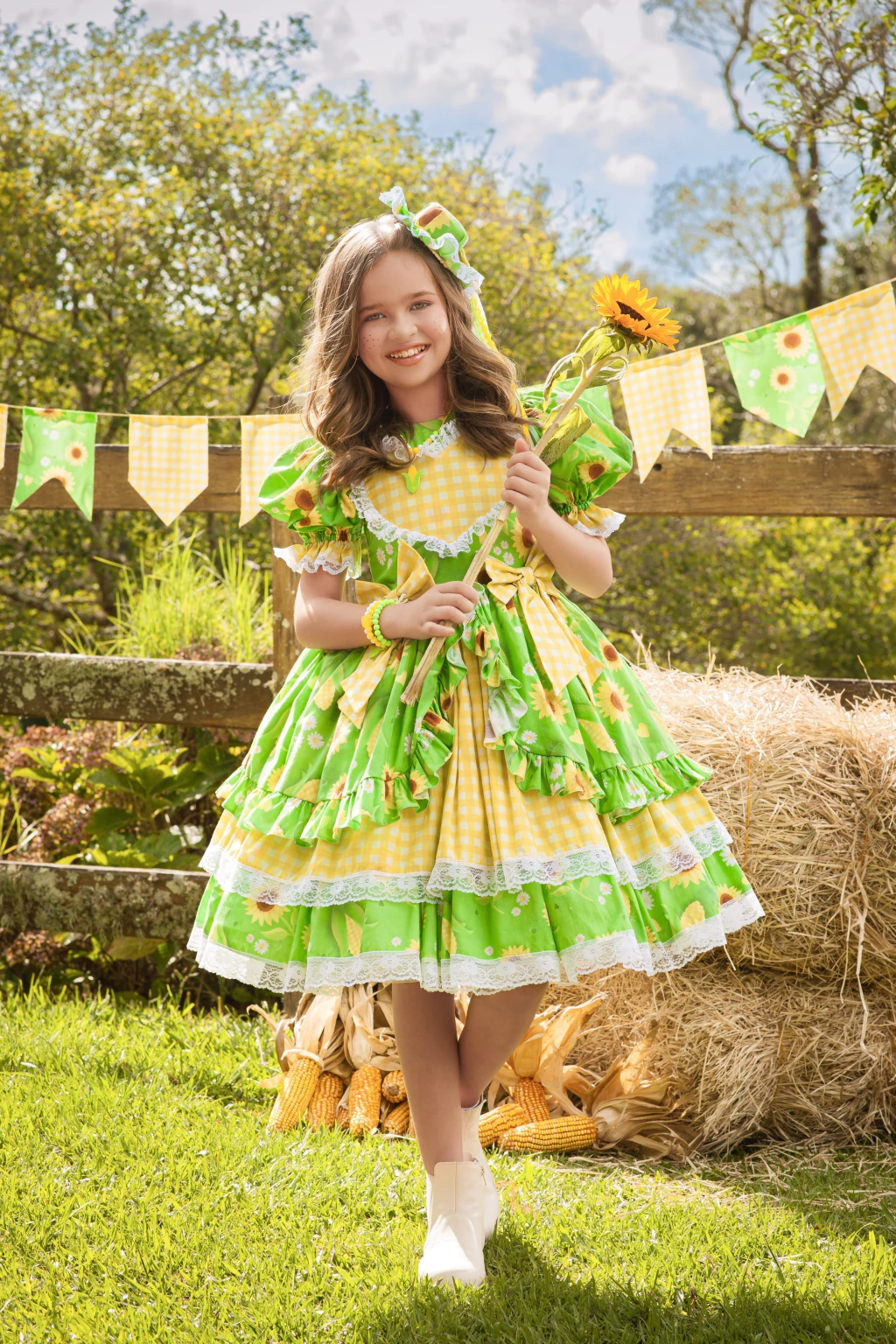 Vestido Junino Rainha do Milho (Brasil Copa do Mundo) - Luxo