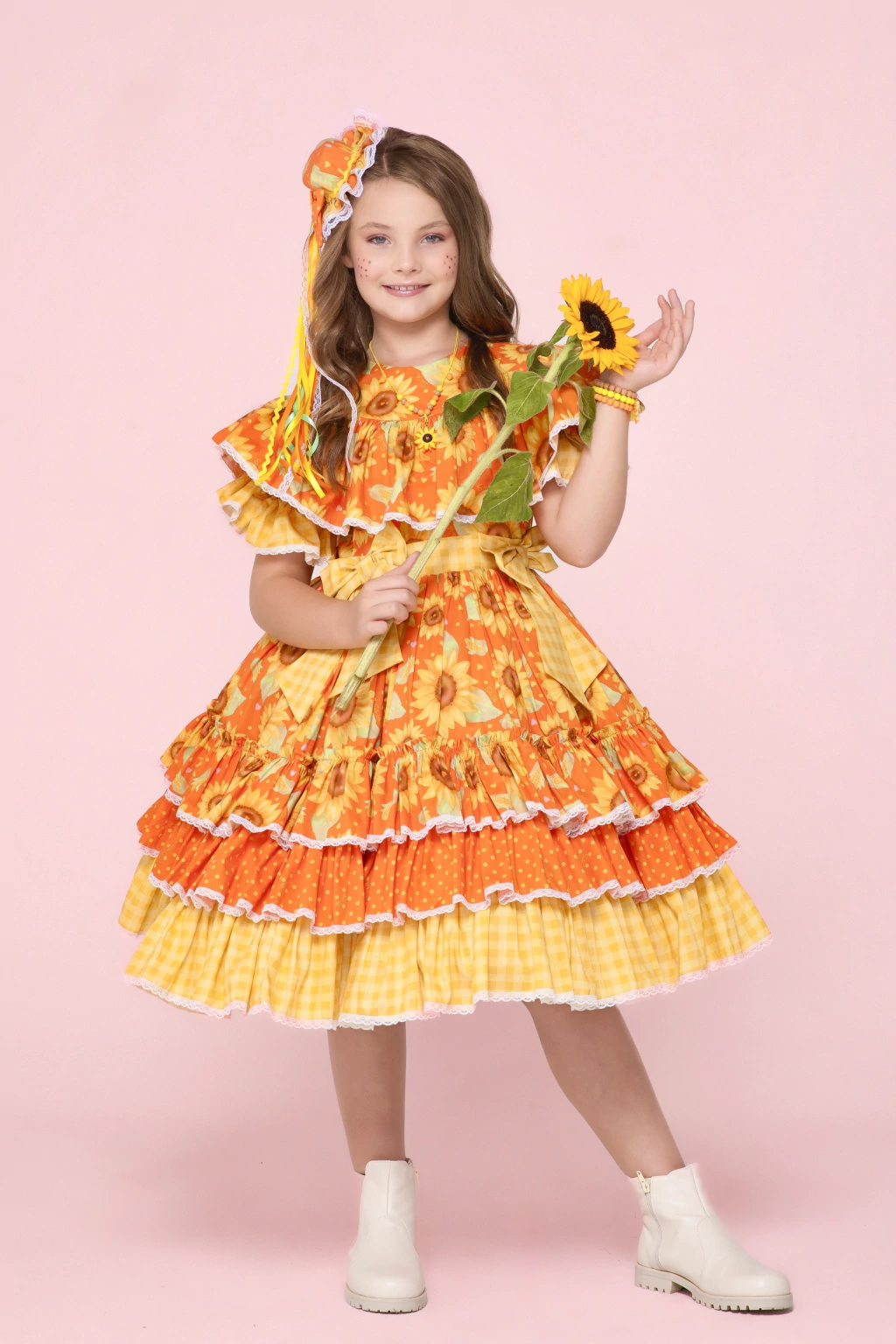 Vestido Junino Rainha dos Girassóis - Luxo