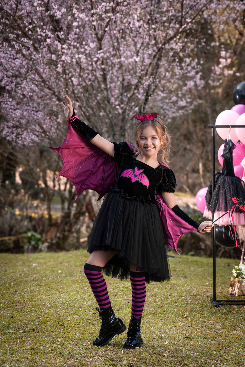 Vestido Morcega Vampira - Fantasia Halloween