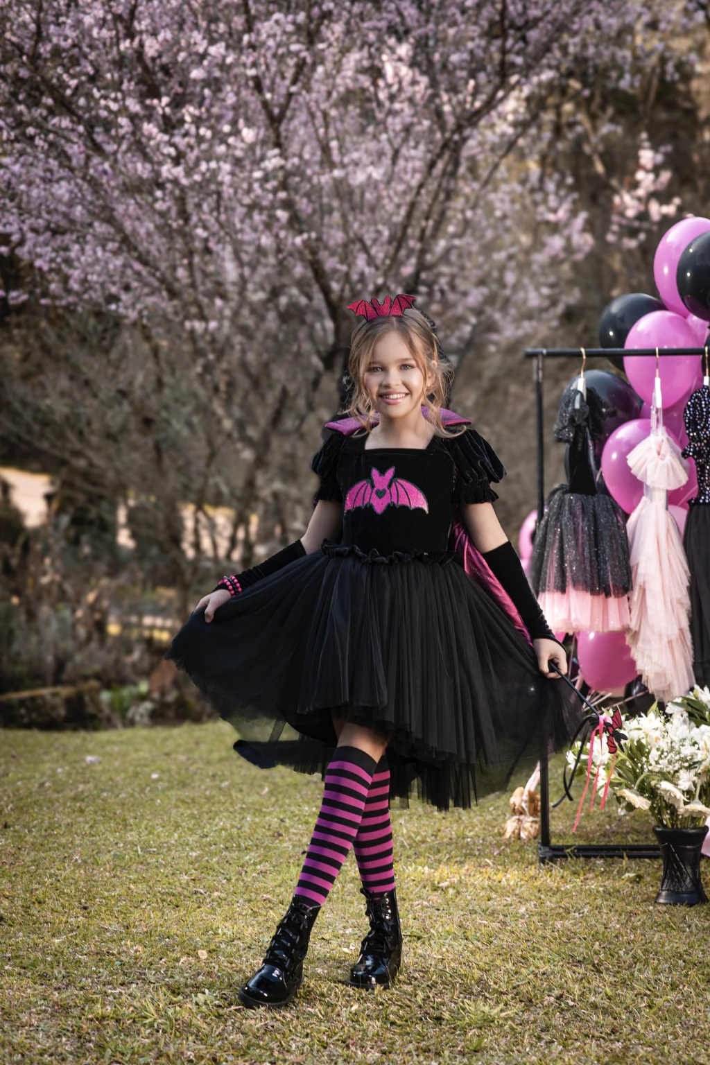 Vestido Morcega Vampira - Fantasia Halloween