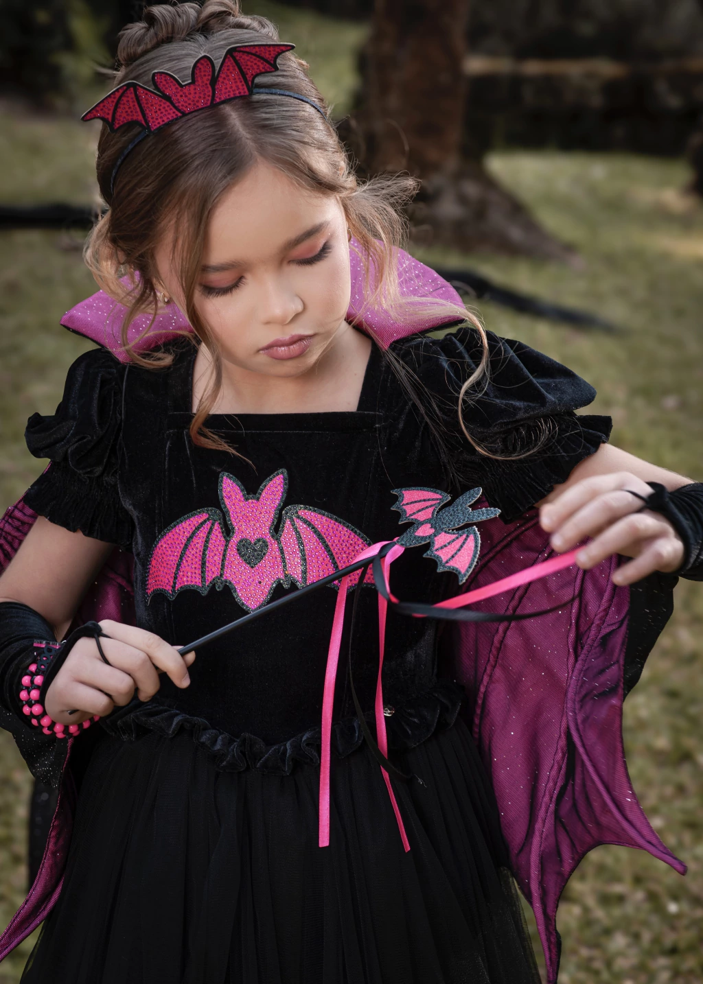 Vestido Morcega Vampira - Fantasia Halloween