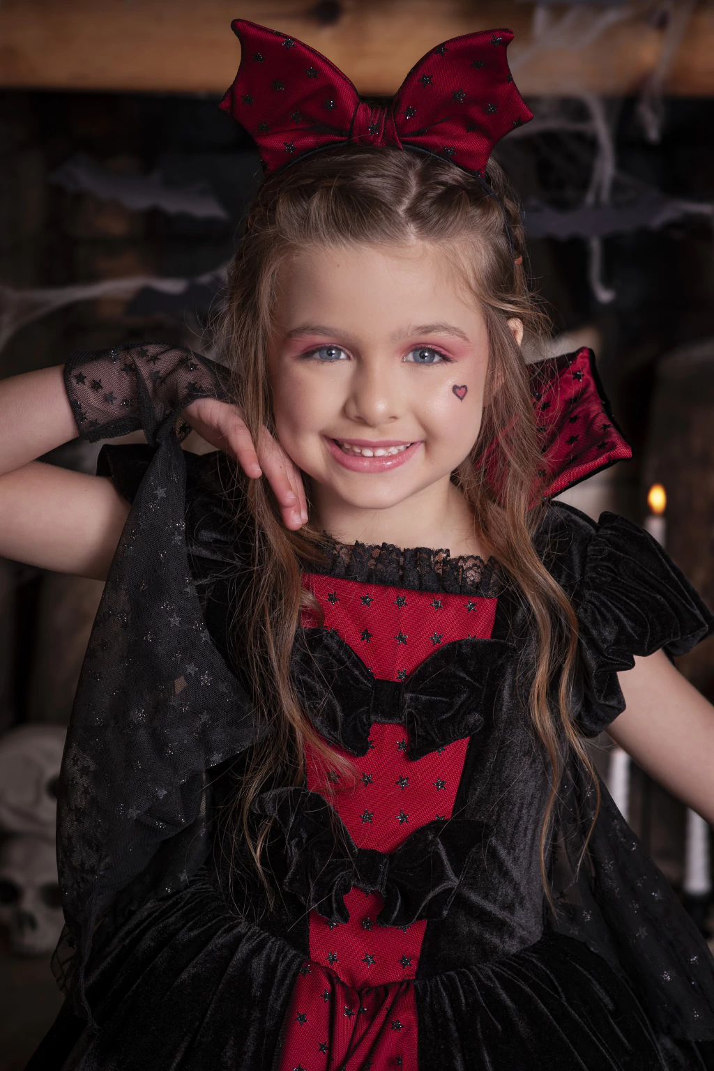 Vestido Vampira Luxo (com asas) - Fantasia Halloween